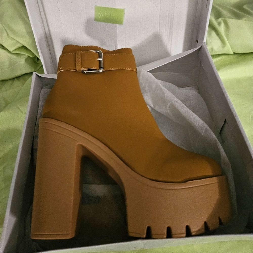 Tan Platform Ankle Boots